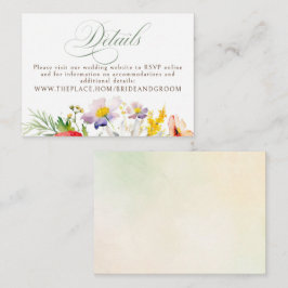 Cartão De Informações Detalhes do Casamento de Flores Selvagens Pequenas