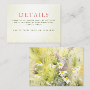 Cartão De Informações Detalhes do Casamento de Flores Silvestres Pequeno