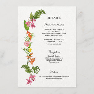Cartão De Informações Detalhes do casamento de flores tropicais colorida