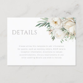 Cartão De Informações Detalhes do Casamento de Folha de Sábio e Flor Bra