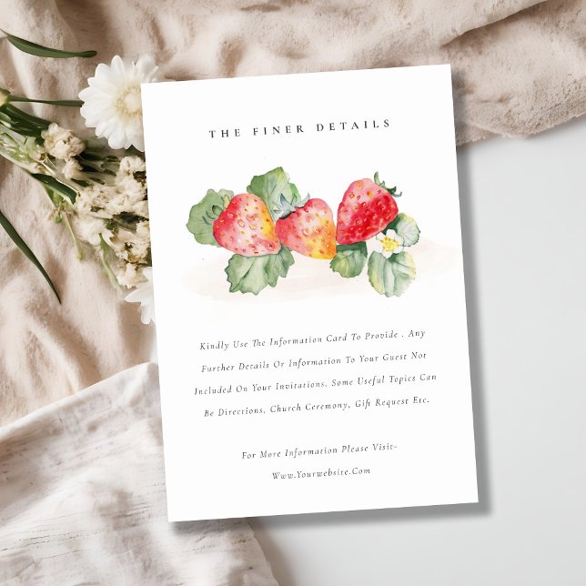 Cartão De Informações Detalhes do Casamento de Folhagem de Morango Verme (Criador carregado)