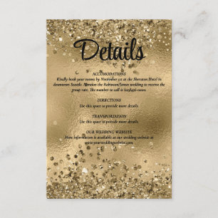 Cartão De Informações Detalhes do Casamento de Folhas Douradas Elegante