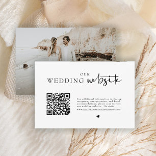 Cartão De Informações Detalhes do Casamento de Foto do Código QR Minimal
