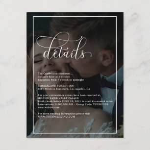 Cartão De Informações Detalhes do Casamento de Fotografias de Sobreposiç