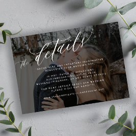 Cartão De Informações Detalhes do casamento de fotos desbotadas pretas c