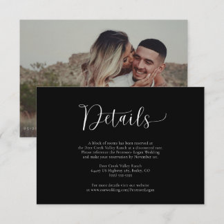 Cartão De Informações Detalhes do Casamento de Fotos Minimalista da Tend