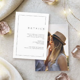 Cartão De Informações Detalhes do casamento de fotos minimalistas modern