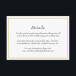 Cartão De Informações Detalhes do Casamento de Fronteira Dourada Elegant<br><div class="desc">Cartão de cerimônia de detalhes do casamento elegante com uma falsa borda dourada em volta de seus detalhes em itálico. Estes cartões de cervejas clássicos fornecem aos seus convidados informações importantes sobre o seu dia especial e são perfeitos para um casamento formal.</div>