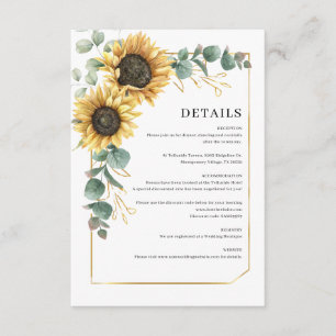 Cartão De Informações Detalhes do Casamento de Girassol Eucalyptus
