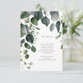 Cartão De Informações Detalhes do Casamento de Greenery e Eucalyptus