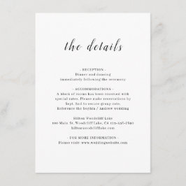 Cartão De Informações Detalhes do casamento de guião romântico simples e