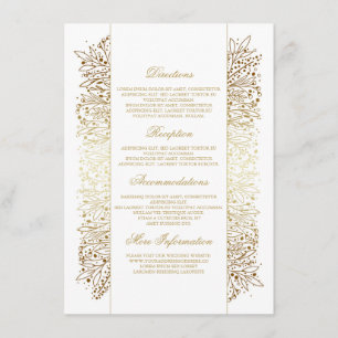 Cartão De Informações Detalhes do Casamento de Imitação de Filigre Doura