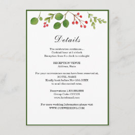 Cartão De Informações Detalhes do casamento de inverno / feriado Verdeja