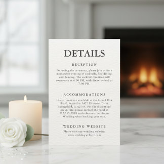 Cartão De Informações Detalhes do Casamento de Inverno Minimalista Edito