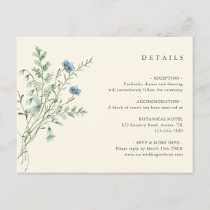 Cartão De Informações Detalhes do Casamento de Ivory Elegant Wildflower
