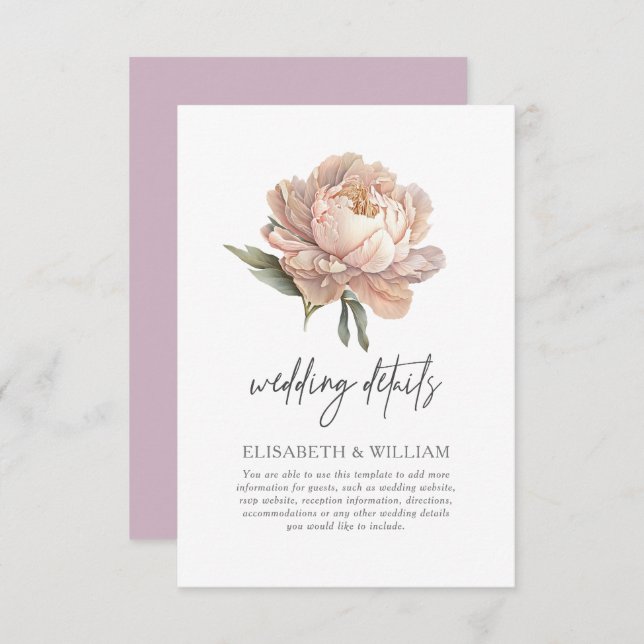 Cartão De Informações Detalhes do Casamento de Jardim de Aquarela (Frente/Verso)