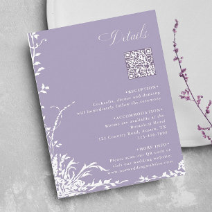 Cartão De Informações Detalhes do Casamento de Lavanda no Jardim Arquead