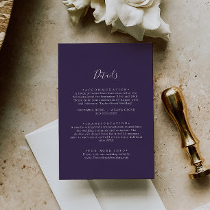 Cartão De Informações Detalhes do Casamento de Lavanda Rústica Coordenad