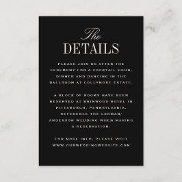 Cartão De Informações Detalhes do Casamento de Legança Clássica de Nata 