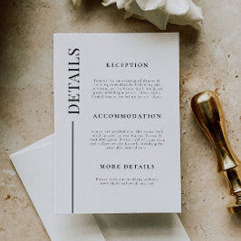 Cartão De Informações Detalhes do Casamento de Linha Limpa Branca