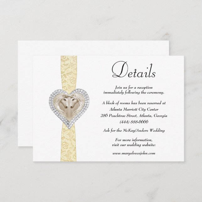 Cartão De Informações Detalhes do Casamento de Locais Amarelo Unicórnio (Frente/Verso)