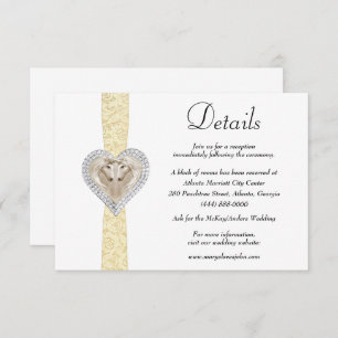 Cartão De Informações Detalhes do Casamento de Locais Amarelo Unicórnio