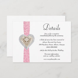 Cartão De Informações Detalhes do Casamento de Locais Cor-de-Rosa Unicor