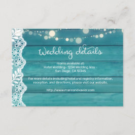 Cartão De Informações Detalhes do Casamento de Luzes e rendas de Madeira