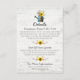 Cartão De Informações Detalhes do Casamento de Madeira Rústica com Giras