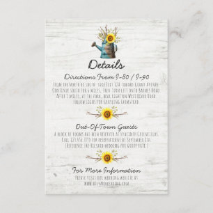 Cartão De Informações Detalhes do Casamento de Madeira Rústica com Giras