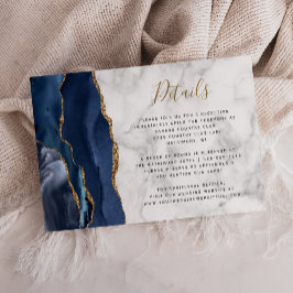 Cartão De Informações Detalhes do Casamento de Marble de Agate Dourado A