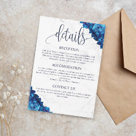 Cartão De Informações Detalhes do Casamento de Mármaco Azul com Marinho 