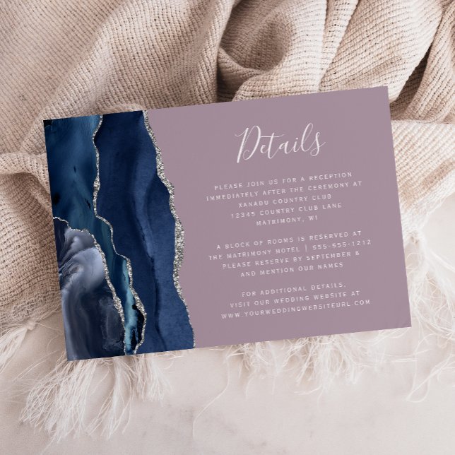 Cartão De Informações Detalhes do Casamento de Mauve da Agata de Prata A (Criador carregado)