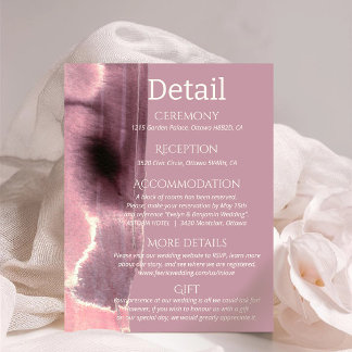 Cartão De Informações Detalhes do casamento de Mauve Dusty Rosa minimali