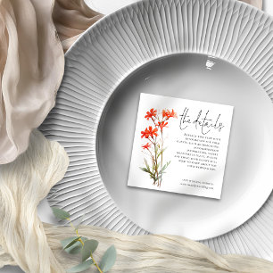 Cartão De Informações Detalhes do Casamento de Mini Red Wildflower