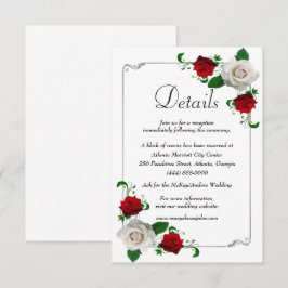 Cartão De Informações Detalhes do Casamento de Natal de Rosas Vermelhas