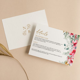 Cartão De Informações Detalhes do Casamento de Natal Dourado com Waterco