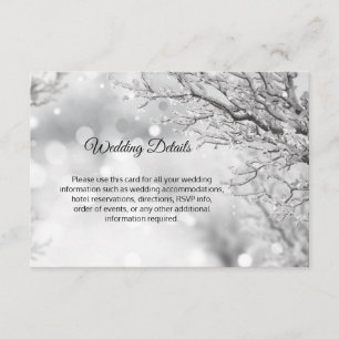 Cartão De Informações Detalhes do Casamento de Neve no Inverno Incrível