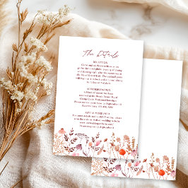 Cartão De Informações Detalhes do Casamento de Outono com Flores Silvest