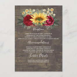 Cartão De Informações Detalhes do Casamento de Outono com Girassóis Info