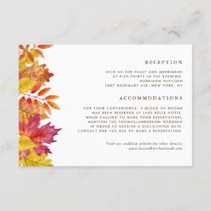 Cartão De Informações Detalhes do Casamento de outono de Garland Garland