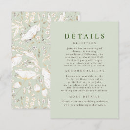 Cartão De Informações Detalhes do Casamento de Padrão de Flores Selvagen