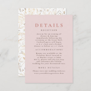 Cartão De Informações Detalhes do Casamento de Padrão de Flores Selvagen