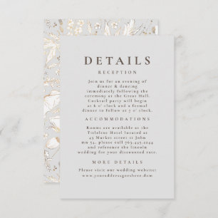 Cartão De Informações Detalhes do Casamento de Padrão de Flores Selvagen