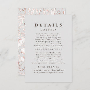 Cartão De Informações Detalhes do Casamento de Padrão de Flores Selvagen