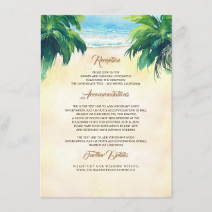 Cartão De Informações Detalhes do Casamento de Palmeira e Praia
