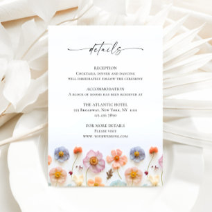 Cartão De Informações Detalhes do Casamento de Pastel Pink Bohemian Wild