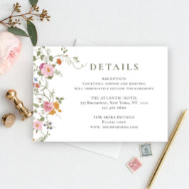 Cartão De Informações Detalhes do Casamento de Pastel Pink Bohemian Wild