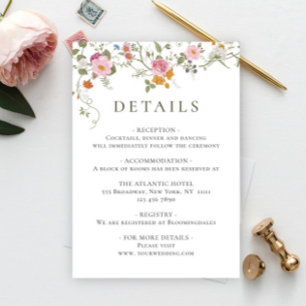 Cartão De Informações Detalhes do Casamento de Pastel Pink Bohemian Wild