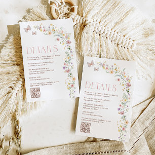 Cartão De Informações Detalhes do Casamento de Pastel Primavera Wildflow